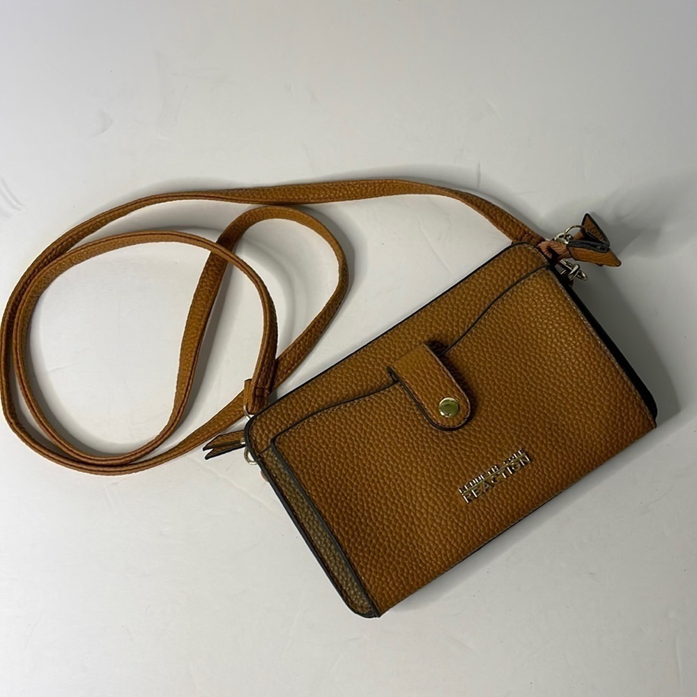 Kenneth Cole Vegan Pebble Leather Butterscotch Crossbody - Picture 2 of 9